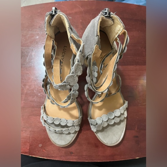 Lucky Brand LP Lameer Gray & Tan Platform Sandals, Size 8.5M - Picture 3 of 13